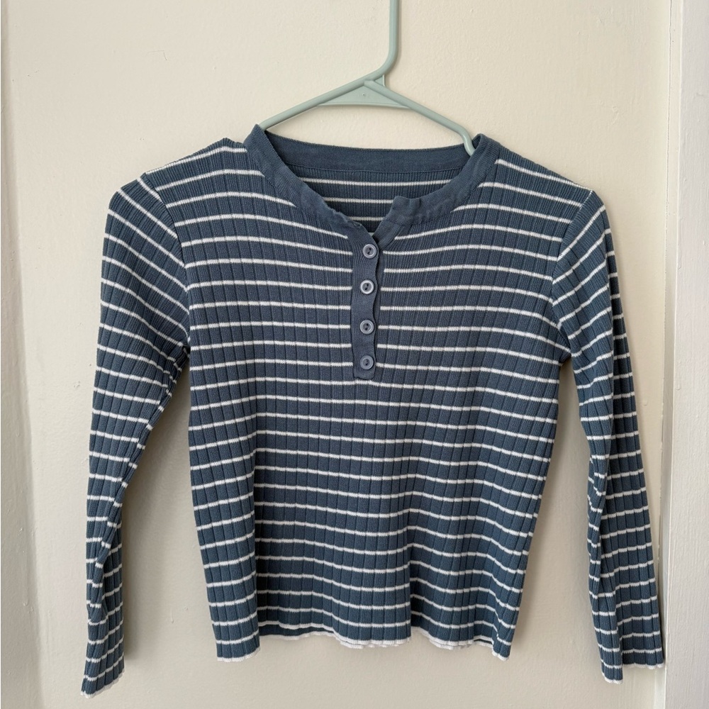 Striped Blue Kids Long Sleeve Shirt